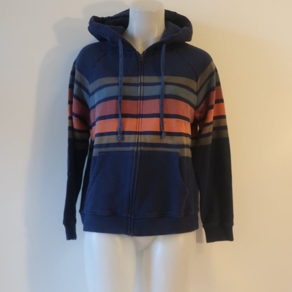 Womens Mother The Zip Blue Multicolor Stripes Cotton  Sweatshirt Hoodie …